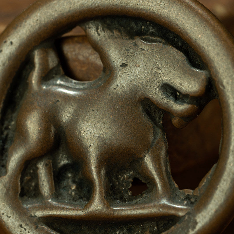 Tang Dynasty Tibetan Millennium Snow Lion Thogchag Pendant – Heavily Worn, Museum Grade Sky Copper