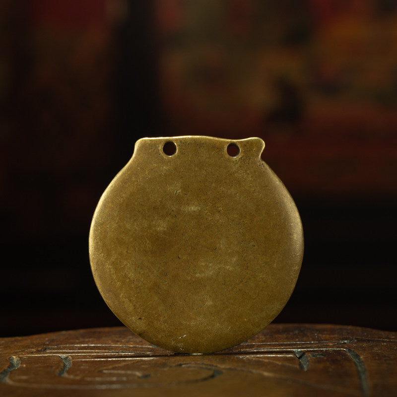 Ming Dynasty Tibetan Sky Copper Avalokitesvara Six-Syllable Mantra Owl-Head Thogchag Plaque – Extremely Rare