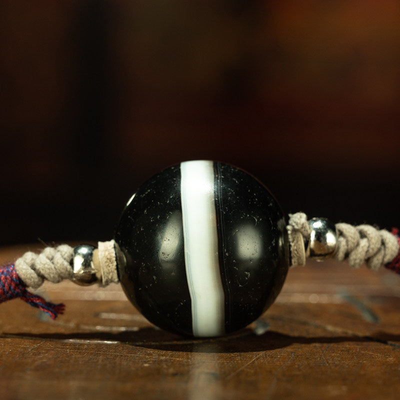 Millennium Tibetan Medicine Buddha Dzi Bead Necklace – Giant Single-Line Eastern Tibet Antique