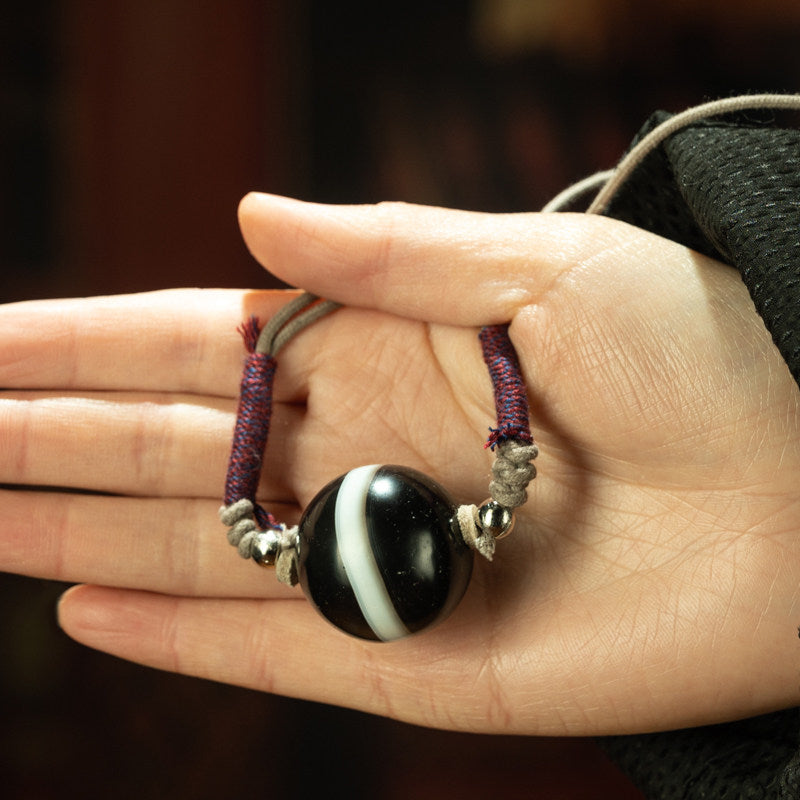 Millennium Tibetan Medicine Buddha Dzi Bead Necklace – Giant Single-Line Eastern Tibet Antique