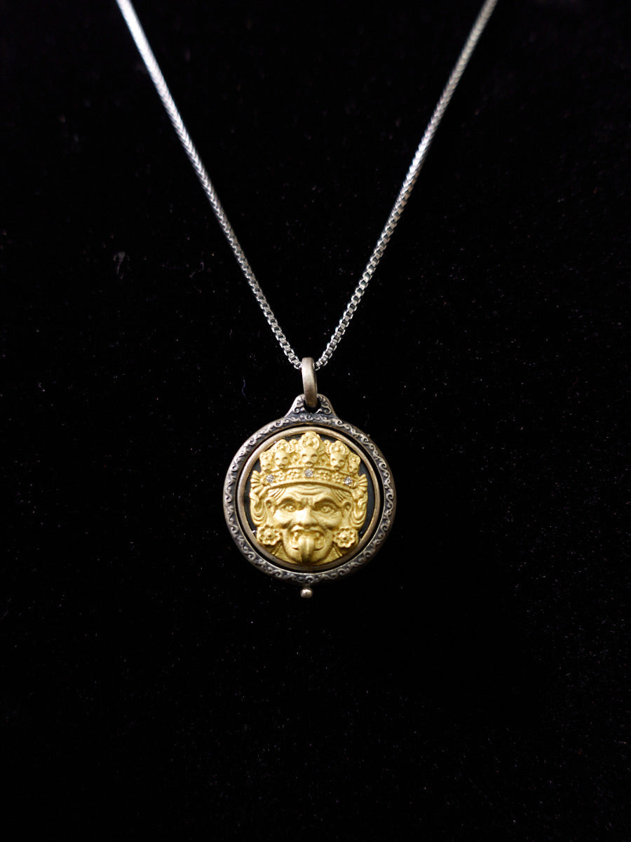Sterling Silver Gilded Zakirum Dual-Side Rotating Necklace