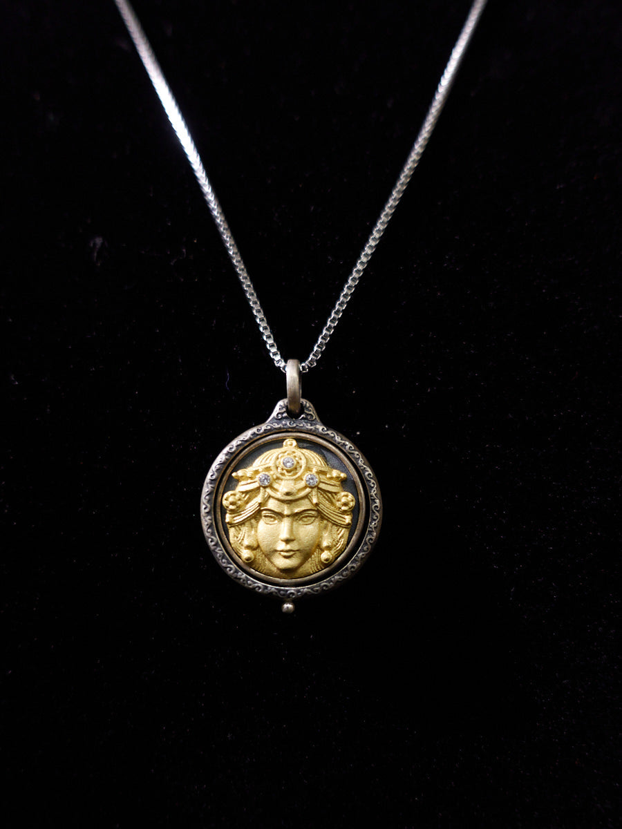 Sterling Silver Gilded Zakirum Dual-Side Rotating Necklace
