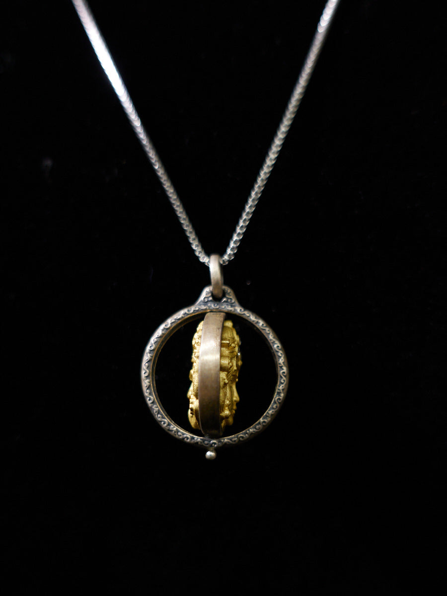 Sterling Silver Gilded Zakirum Dual-Side Rotating Necklace
