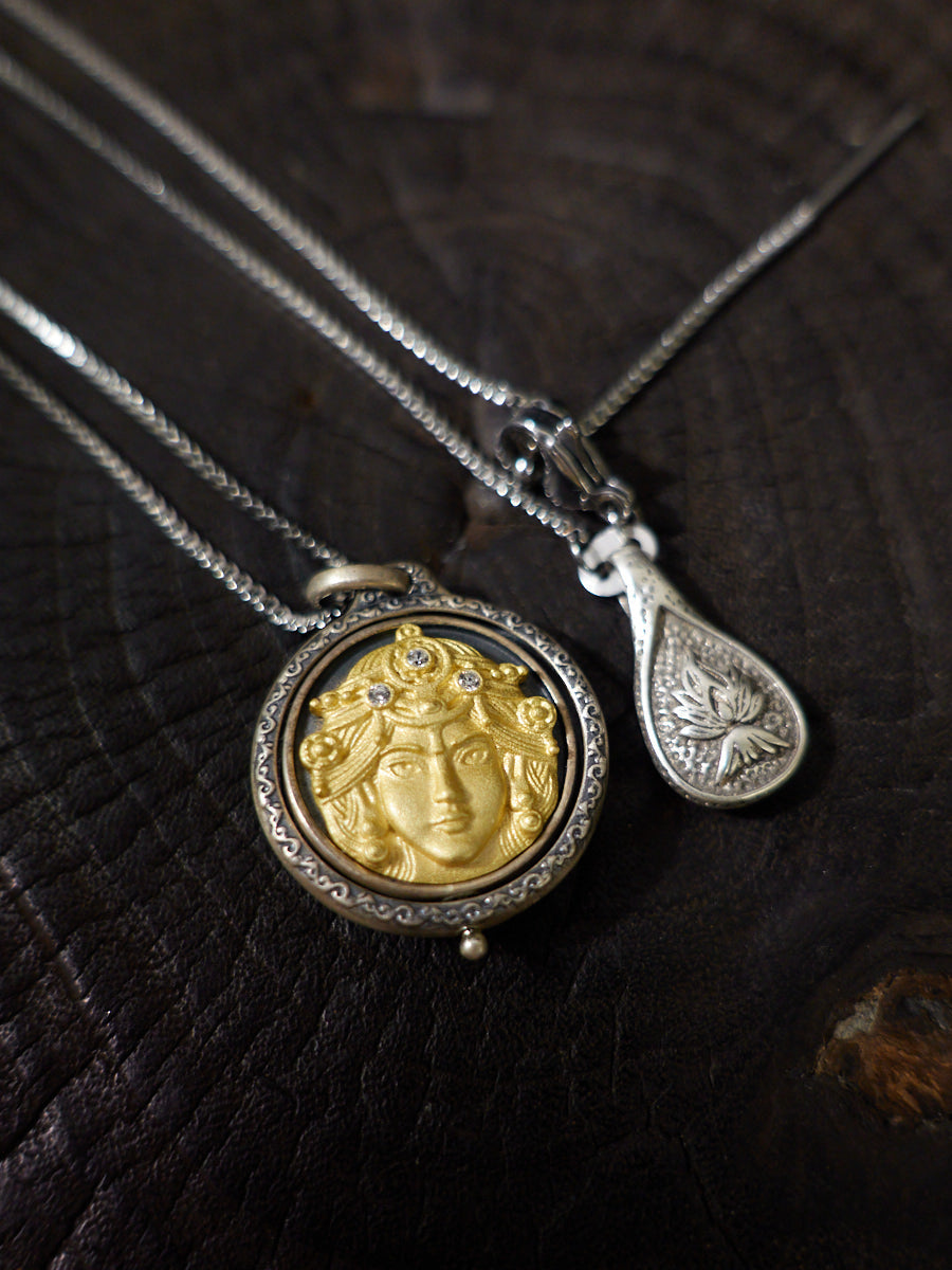Sterling Silver Gilded Zakirum Dual-Side Rotating Necklace