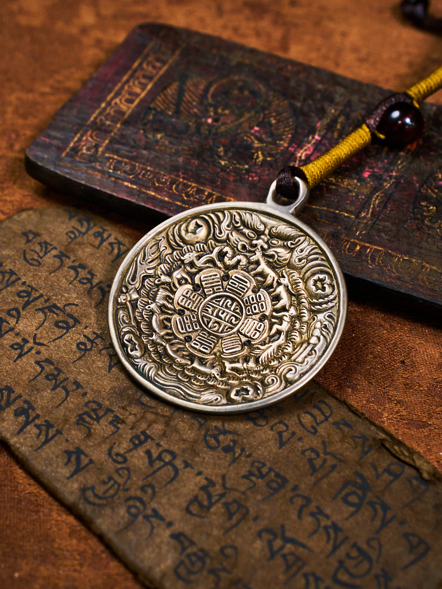 Eight Trigrams Mandala Thokcha Agate Tibetan Cotton Cord Pendant