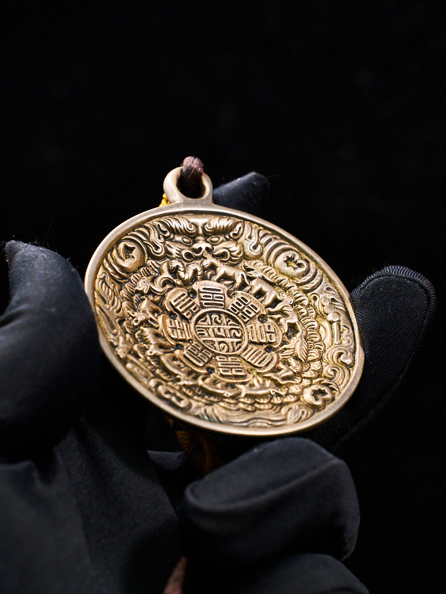 Eight Trigrams Mandala Thokcha Agate Tibetan Cotton Cord Pendant