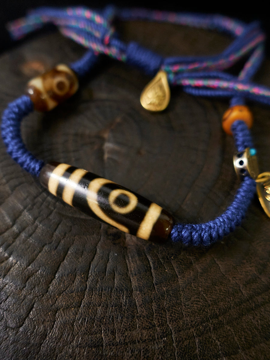 Prosperity Guardian Two-Eyed Dzi Necklace