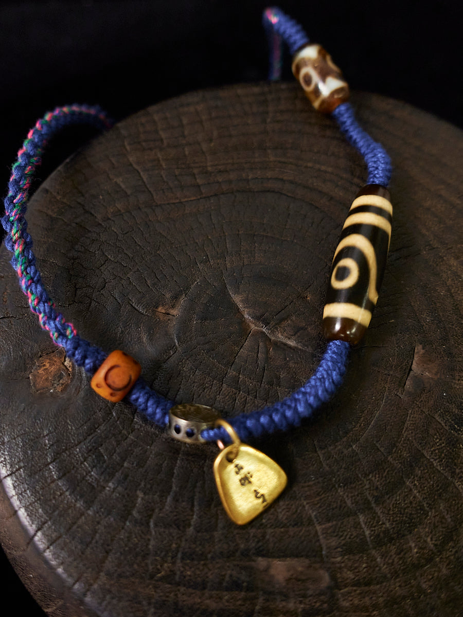 Prosperity Guardian Two-Eyed Dzi Necklace