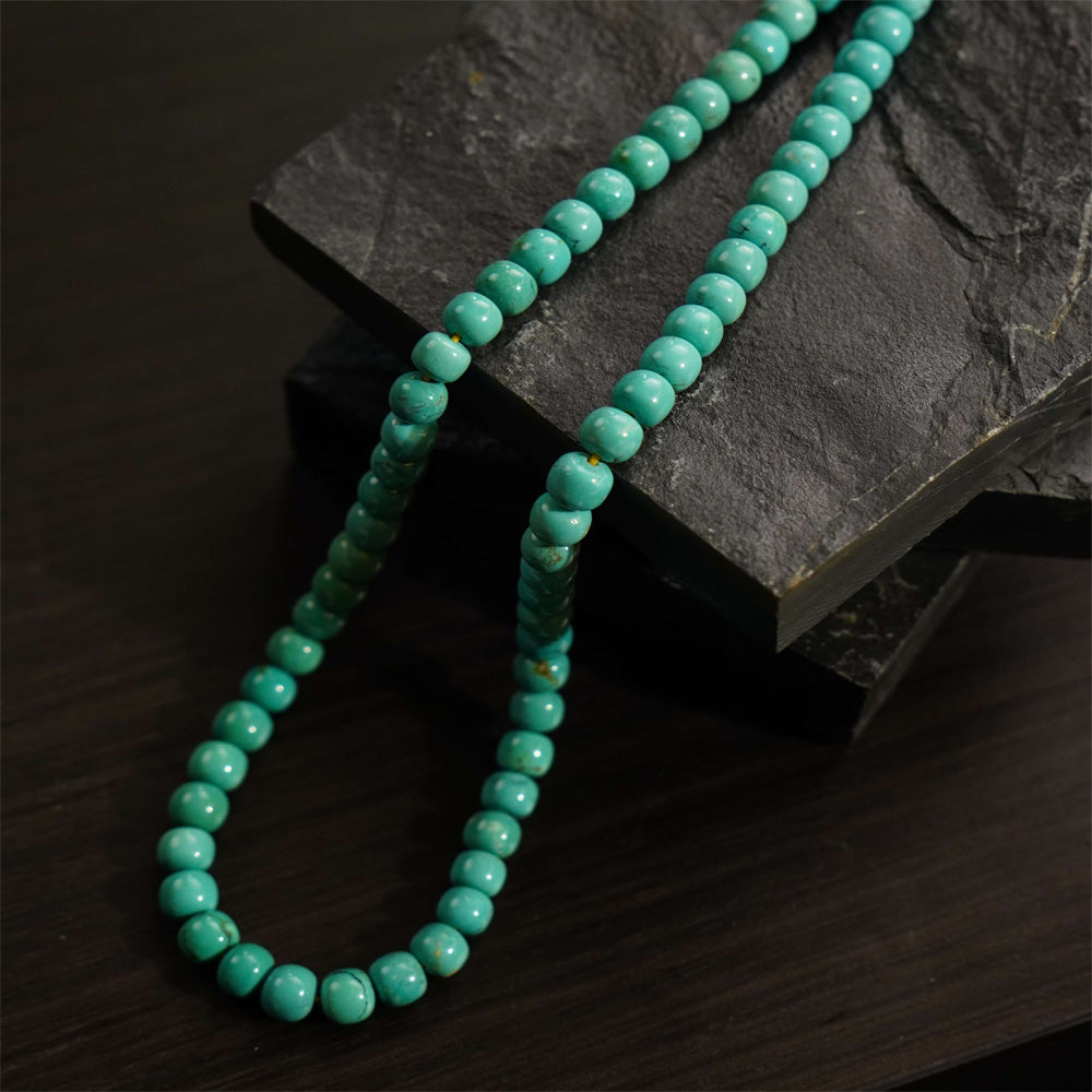 108 Turquoise Rondelle Mala Necklace