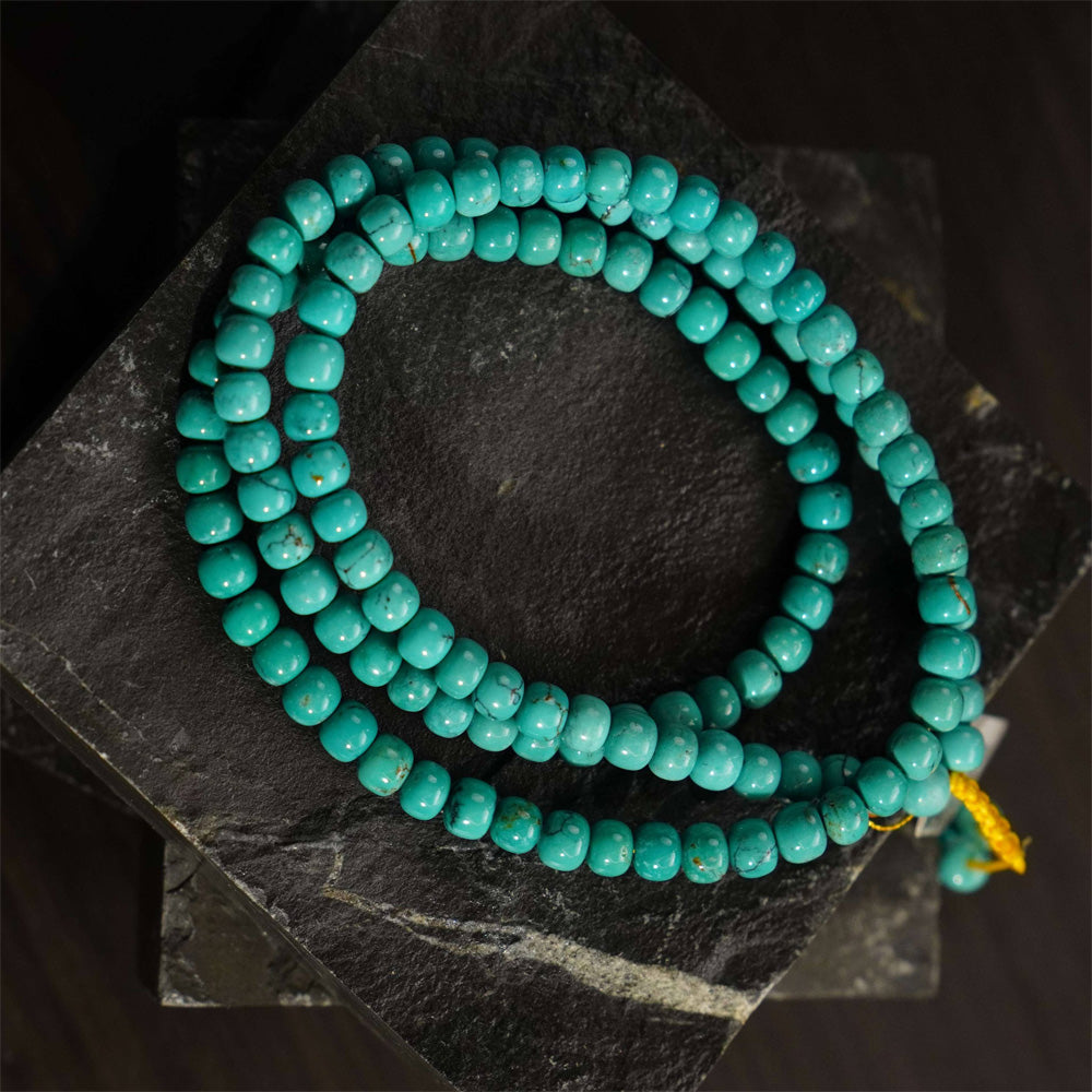 108 Turquoise Rondelle Mala Necklace