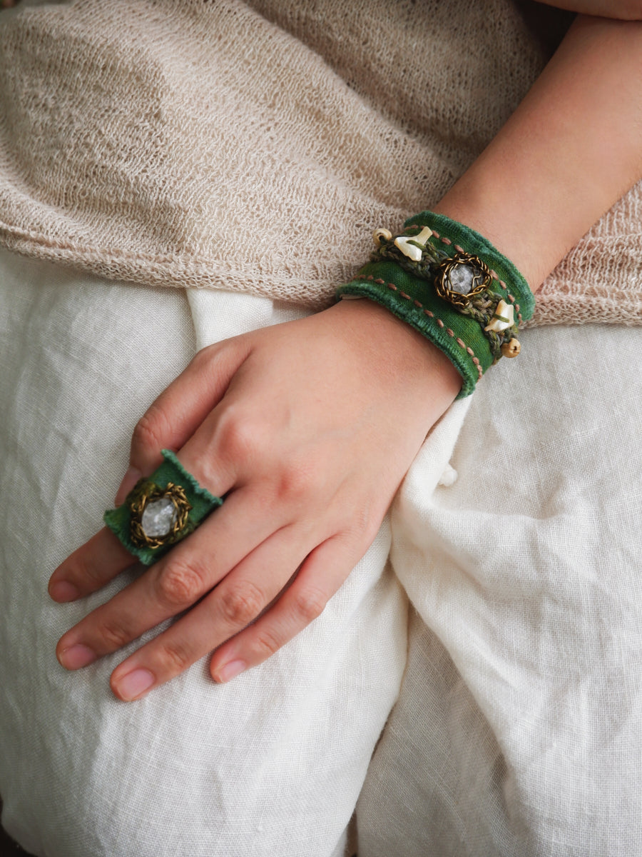 Plant-dyed Vintage Cloth Artisan Braid Forest Green