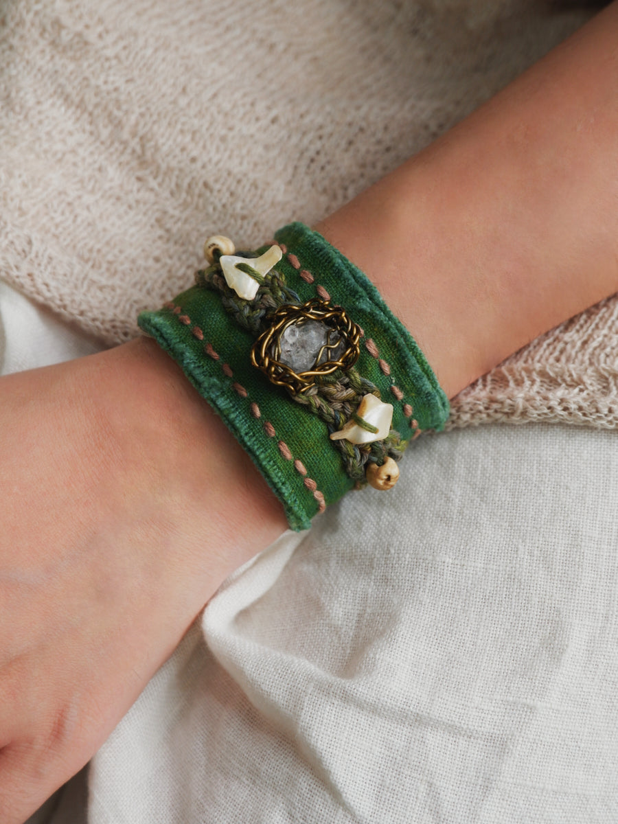 Plant-dyed Vintage Cloth Artisan Braid Forest Green