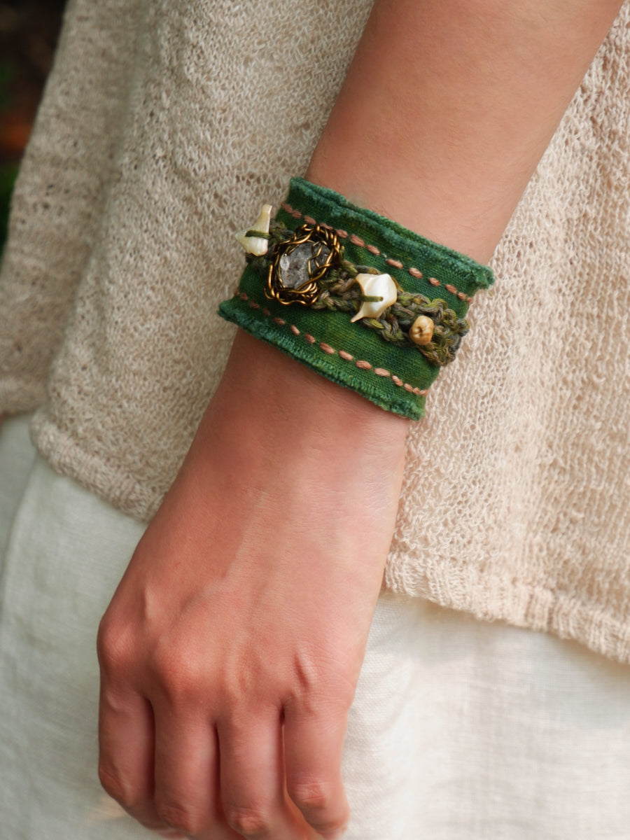 Plant-dyed Vintage Cloth Artisan Braid Forest Green