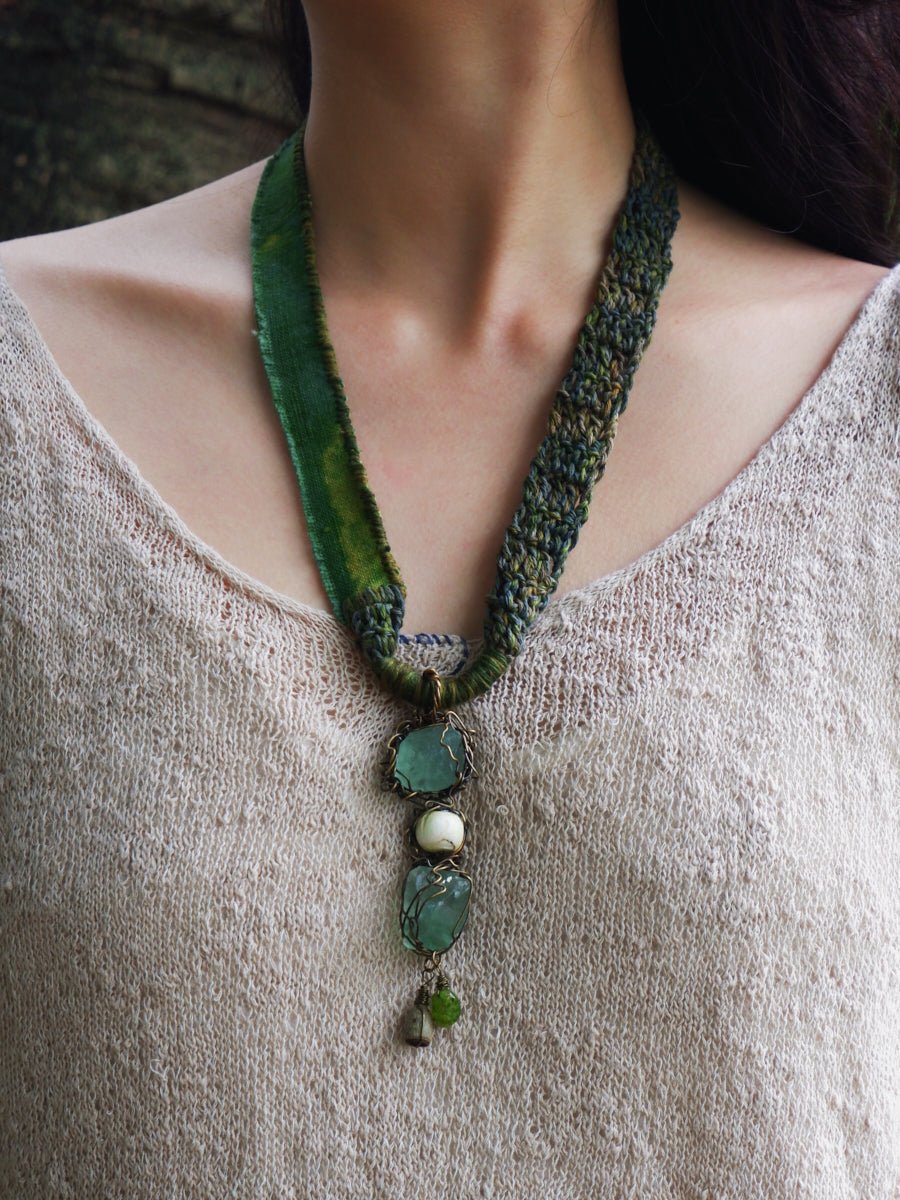 Plant-dyed Vintage Cloth Artisan Braid Forest Green