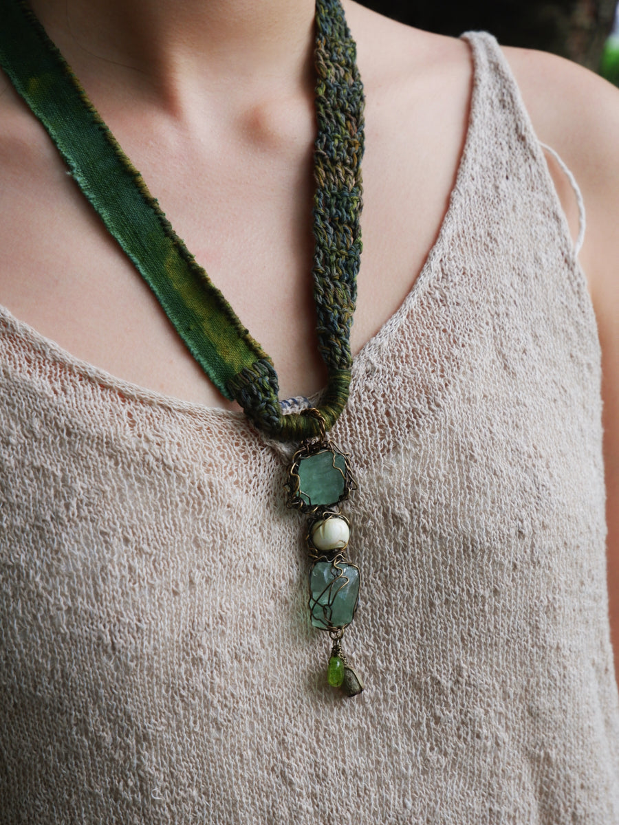 Plant-dyed Vintage Cloth Artisan Braid Forest Green