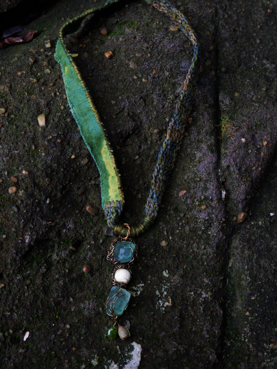 Plant-dyed Vintage Cloth Artisan Braid Forest Green