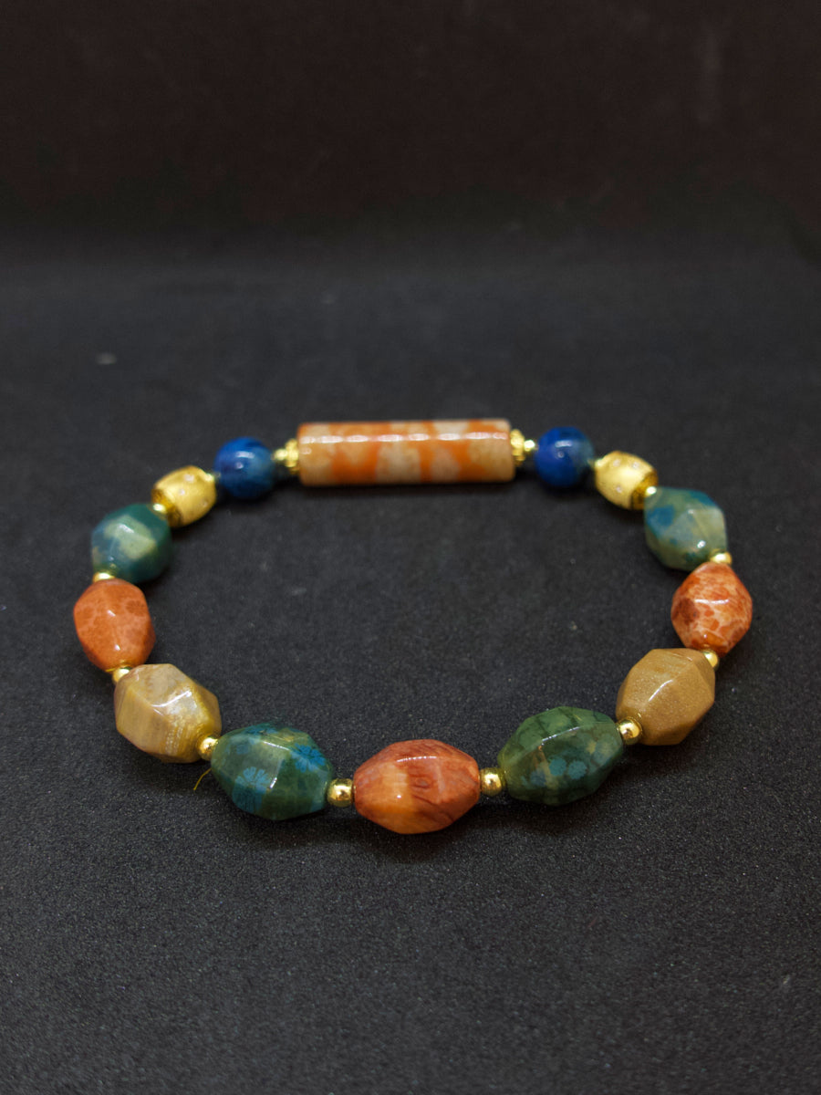 Agatized Coral Column Energy Balance Bracelet