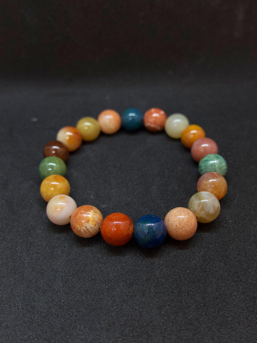 Agatized Coral Harmony Energy Bead Bracelet