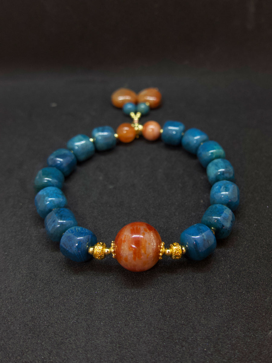 Agatized Coral Heart Charm Protection Bracelet
