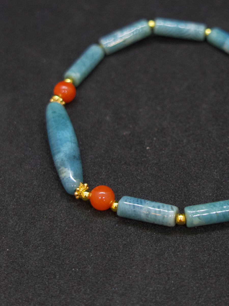 Agatized Coral Serenity Bell Bracelet
