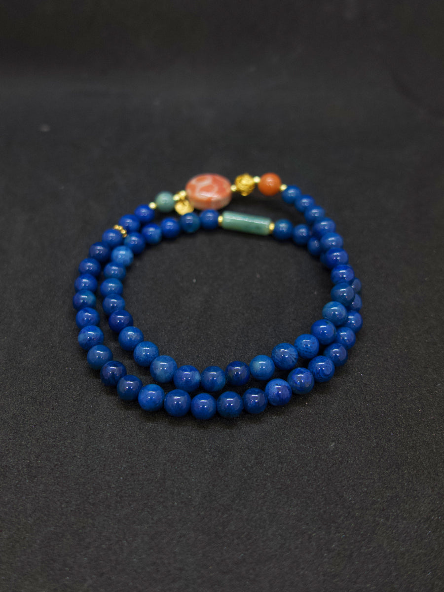Agatized Coral Dual-Layer Energy Bracelet