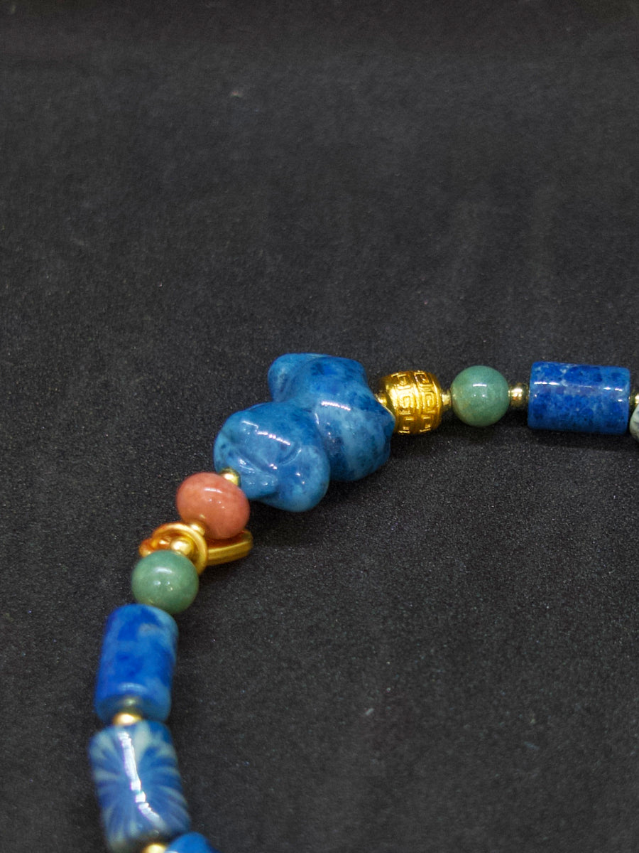 Agatized Coral Elephant Guardian Bracelet