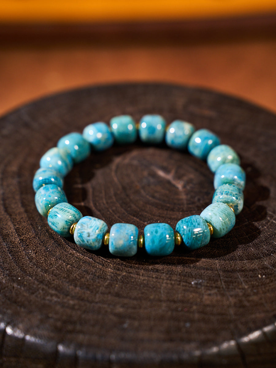 Tibetan Ocean Time Agatized Corale Bracelet