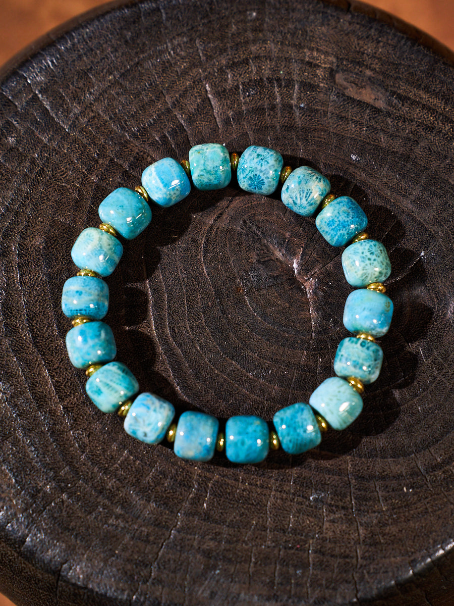 Tibetan Ocean Time Agatized Corale Bracelet