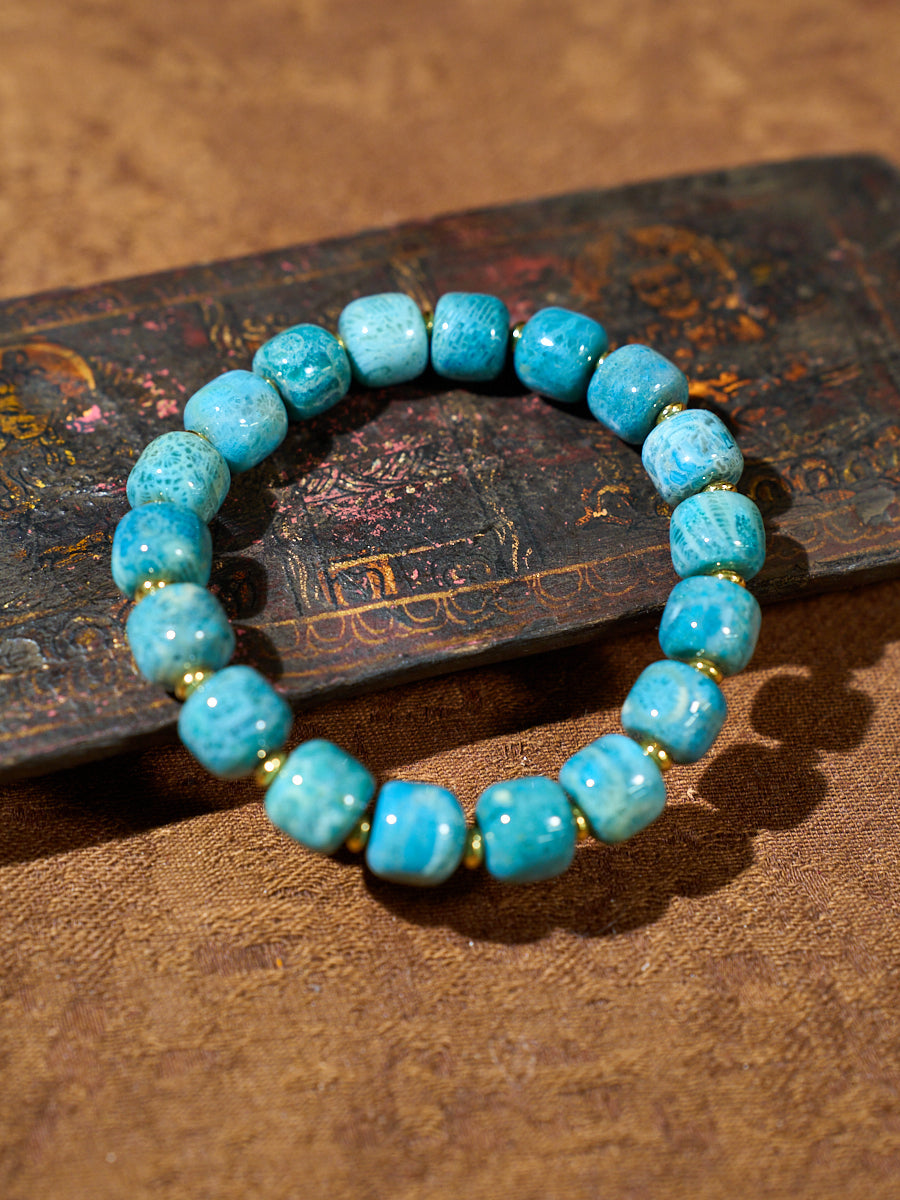 Tibetan Ocean Time Agatized Corale Bracelet