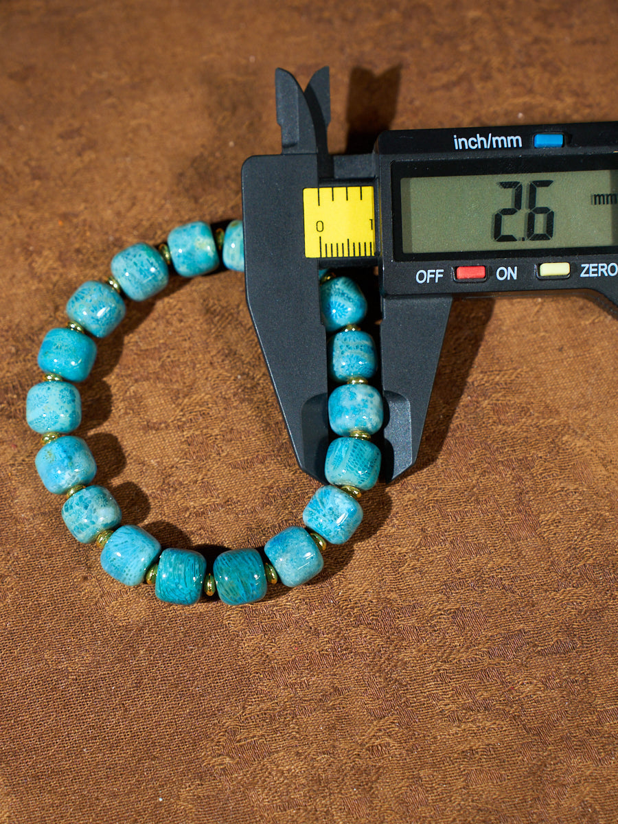 Tibetan Ocean Time Agatized Corale Bracelet