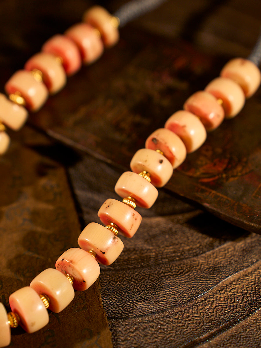 Tranquil Grace Coral Bamboo Necklace