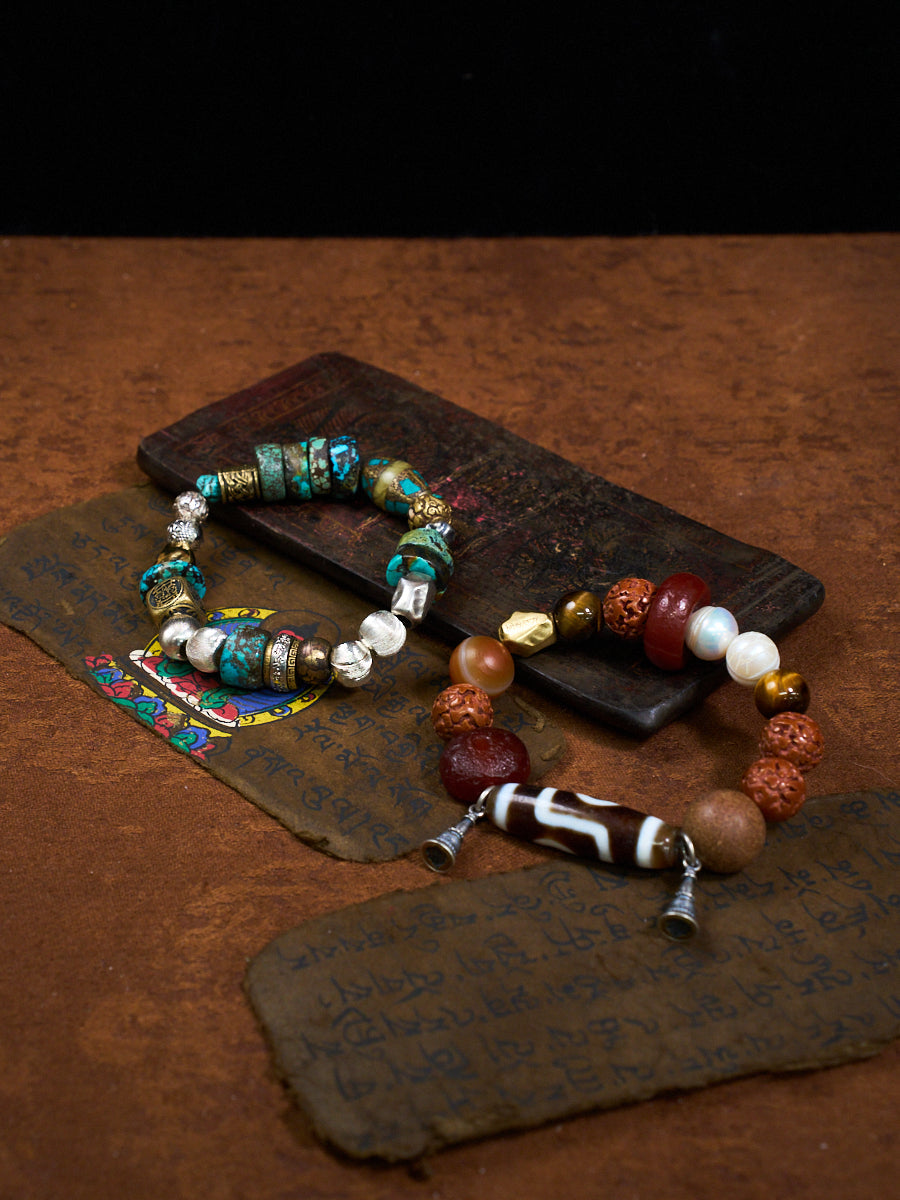 Sacred Balance Dzi Bracelet | Agate Dzi, Red Agate & Multi-Material Energy Bracelet