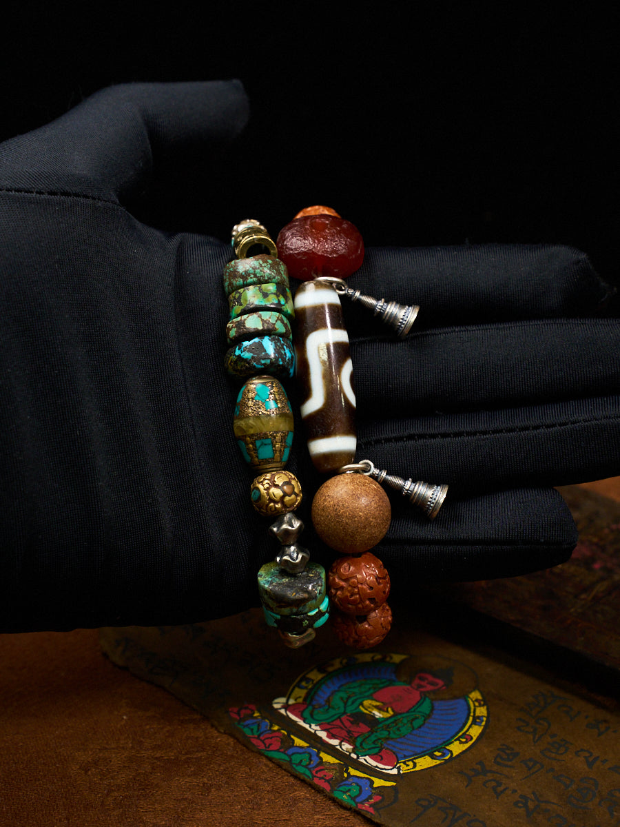 Sacred Balance Dzi Bracelet | Agate Dzi, Red Agate & Multi-Material Energy Bracelet