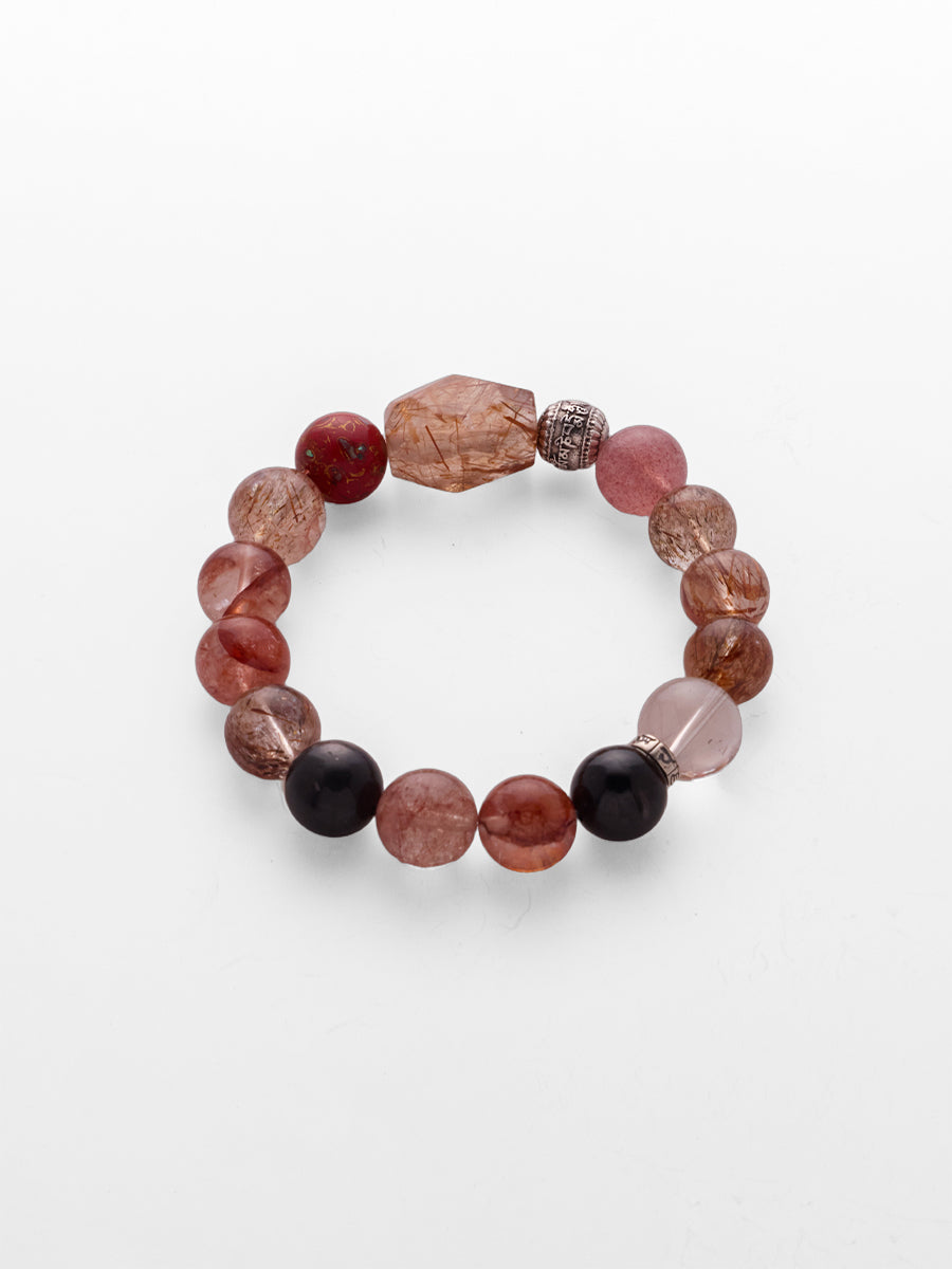 Eternal Wealth & Protection Crystal Bracelet – Black Gold Super Seven & Strawberry Quartz