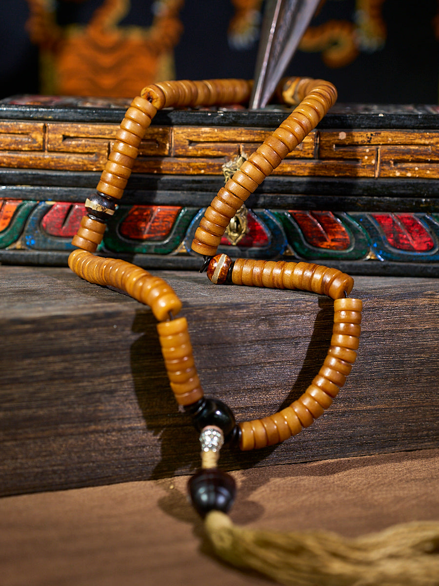 Vitality Yak Bone 108 Mala Beads Necklace