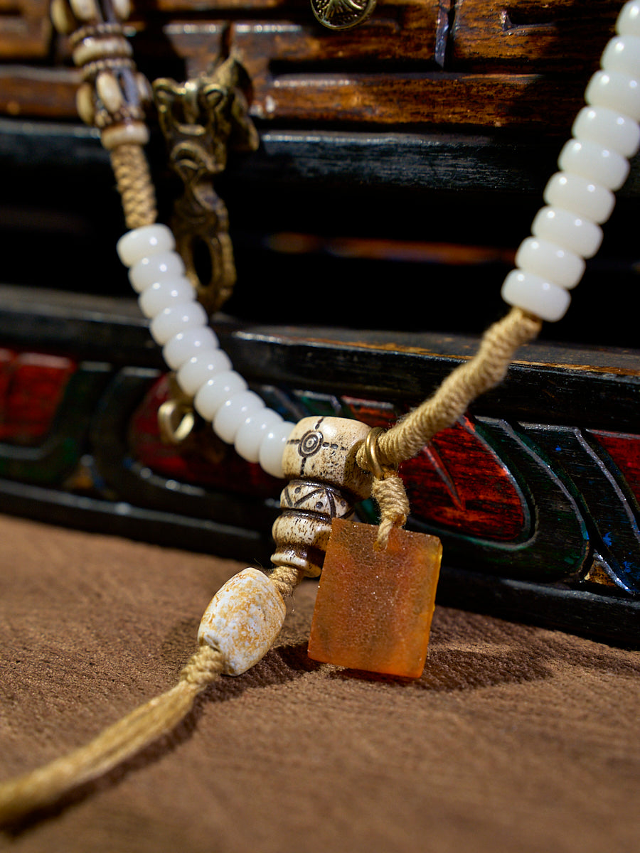 108 Bodhi Seed Yak Bone Agate Mala Bracelet