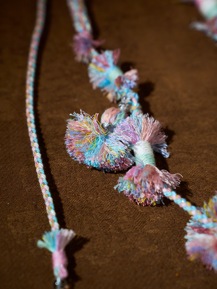 Purification Energy · Pastel Thread Handwoven Skeletal Quartz Necklace