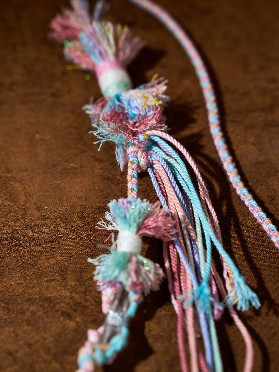 Purification Energy · Pastel Thread Handwoven Skeletal Quartz Necklace