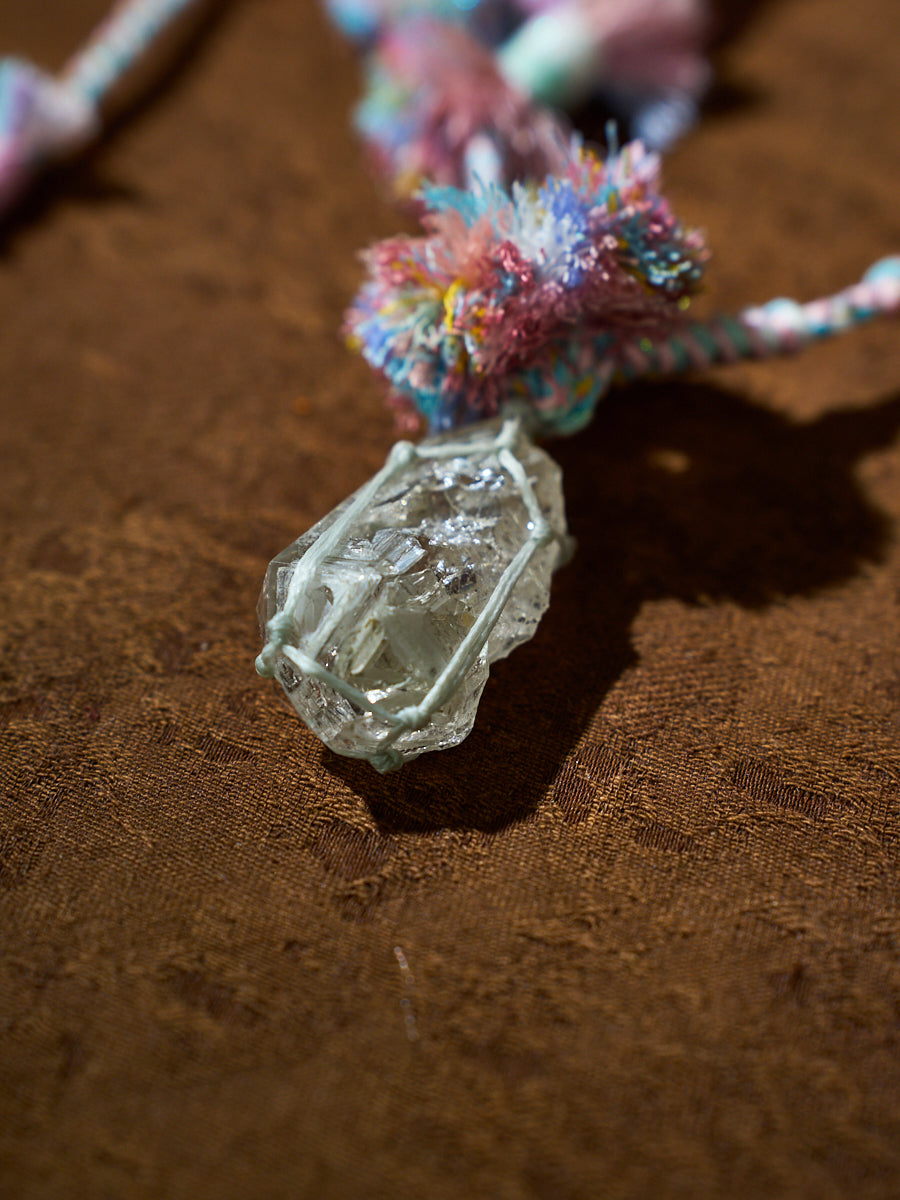 Purification Energy · Pastel Thread Handwoven Skeletal Quartz Necklace
