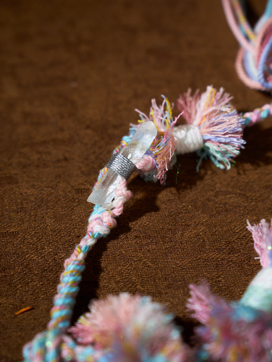 Purification Energy · Pastel Thread Handwoven Skeletal Quartz Necklace