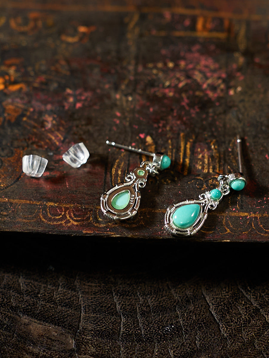 Serene Bloom Turquoise Silver Earrings