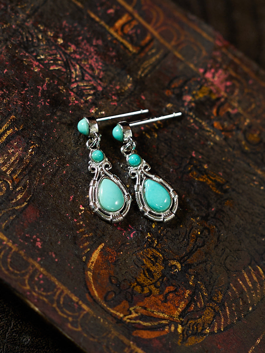 Serene Bloom Turquoise Silver Earrings