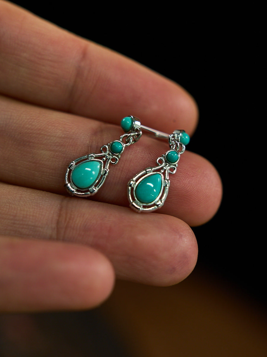Serene Bloom Turquoise Silver Earrings