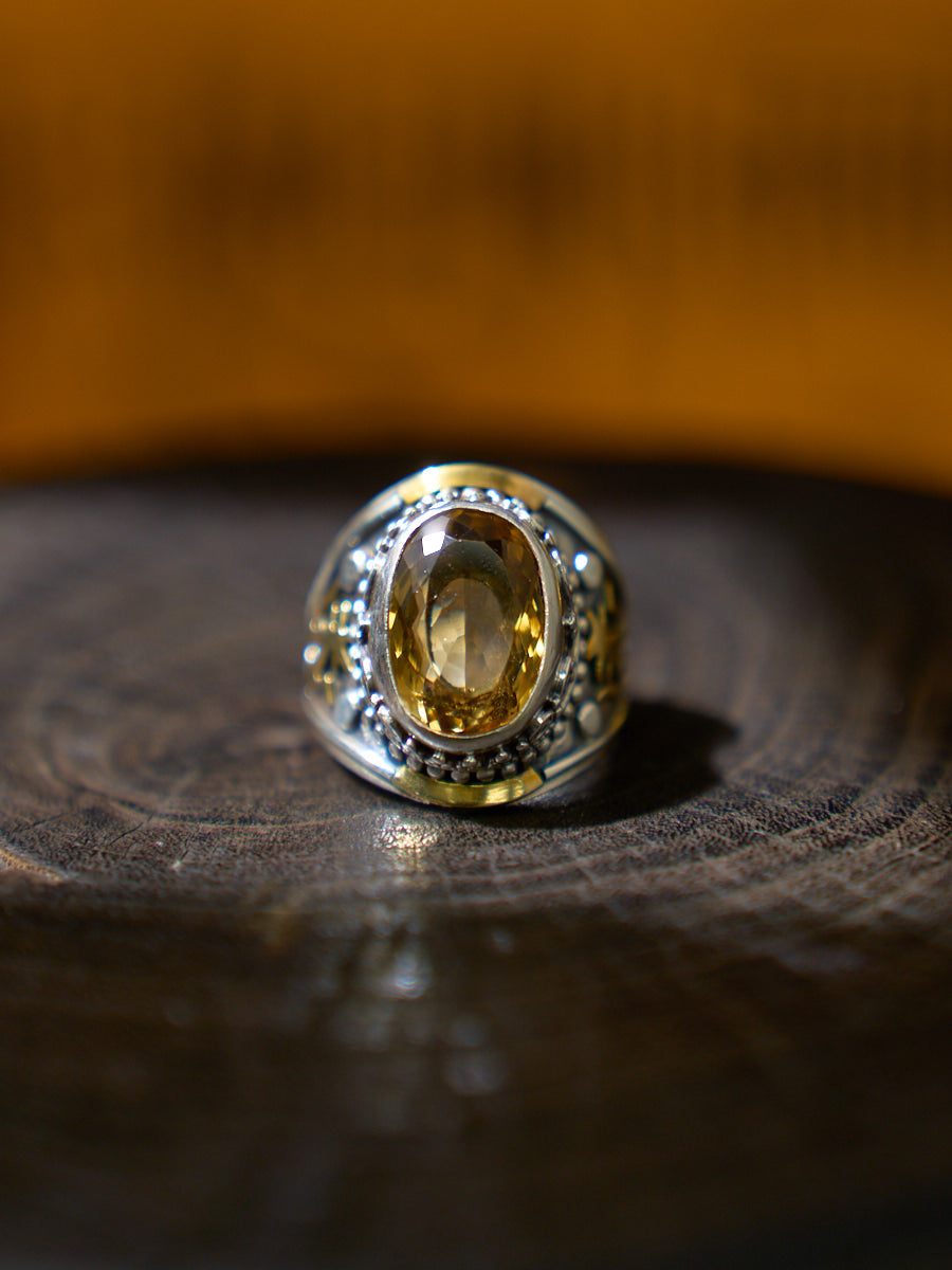 Citrine Silver Ring Wealth Attracting Spiritual Healing Jewelry