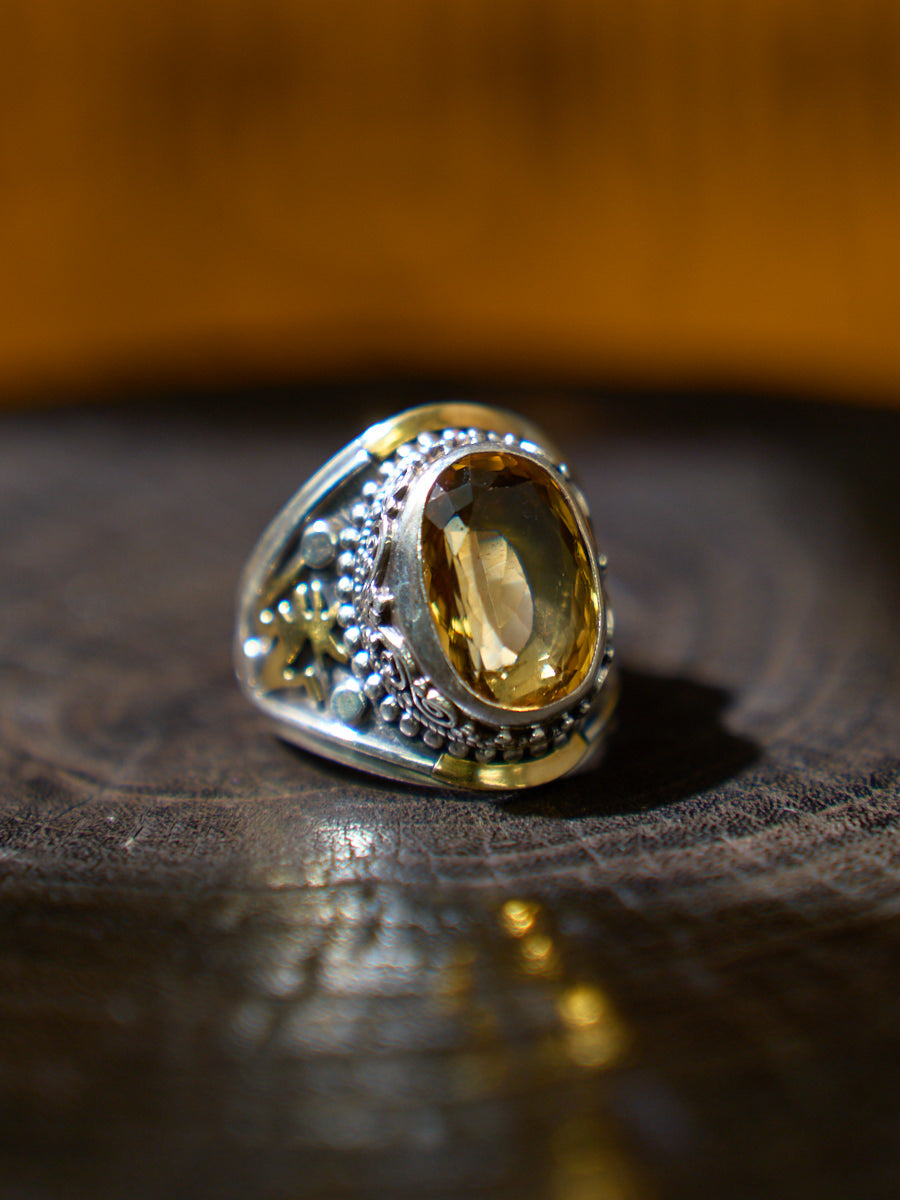 Citrine Silver Ring Wealth Attracting Spiritual Healing Jewelry