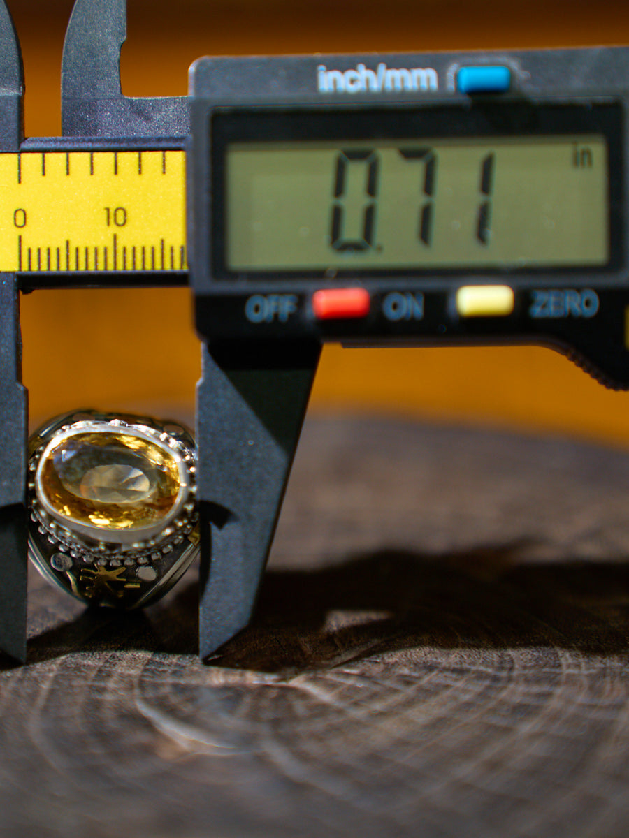 Citrine Silver Ring Wealth Attracting Spiritual Healing Jewelry