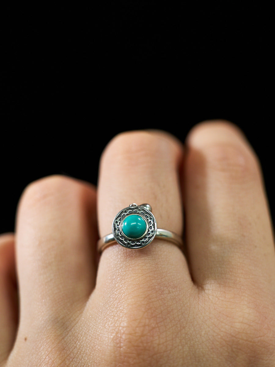 Uplifting Balance Turquoise Silver Dangle Ring