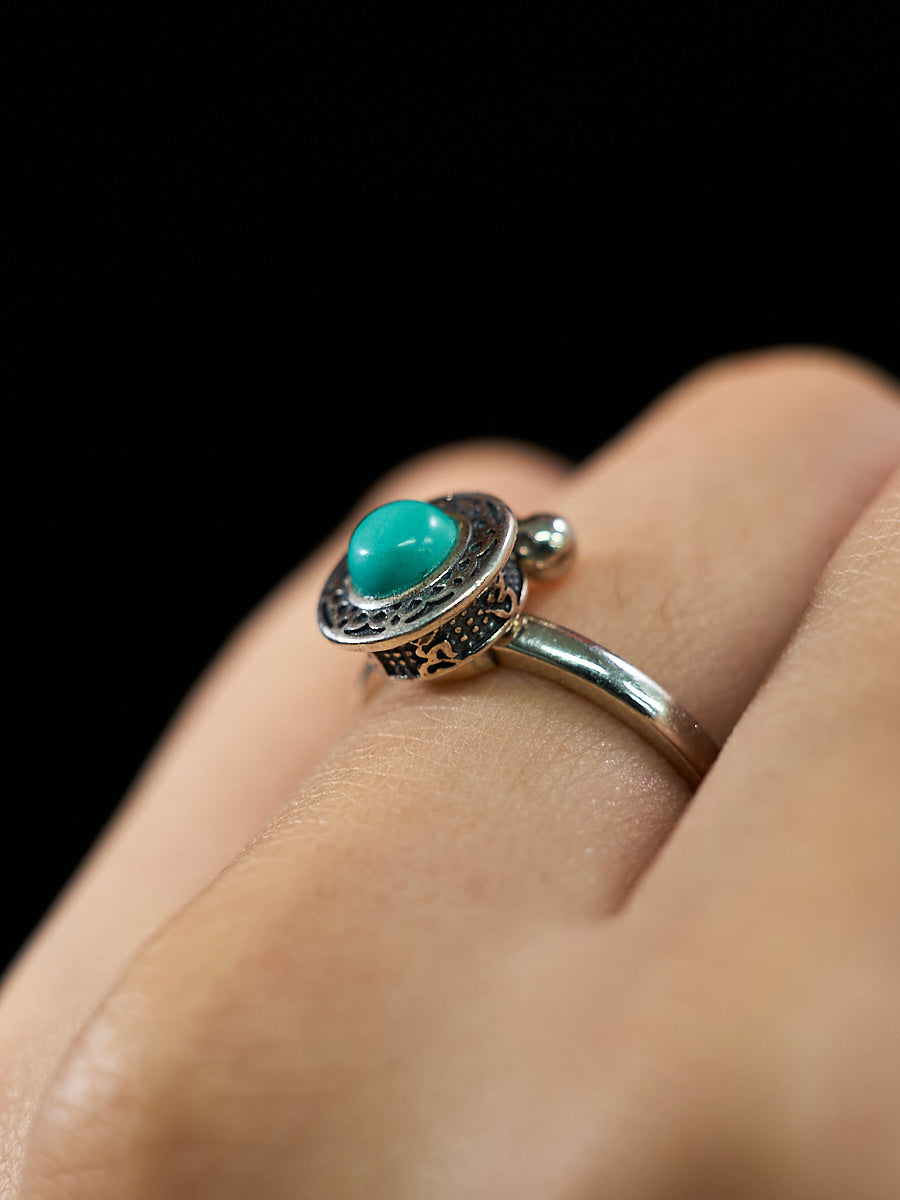 Uplifting Balance Turquoise Silver Dangle Ring