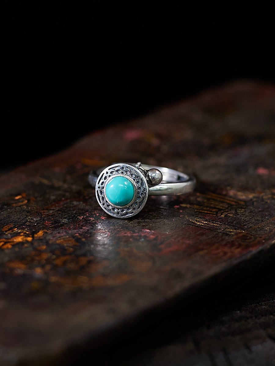 Uplifting Balance Turquoise Silver Dangle Ring