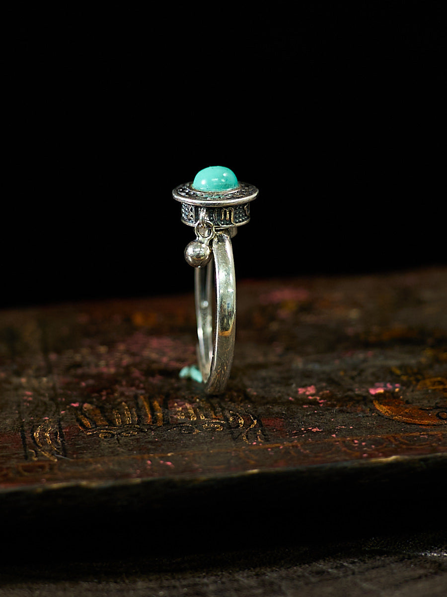 Uplifting Balance Turquoise Silver Dangle Ring